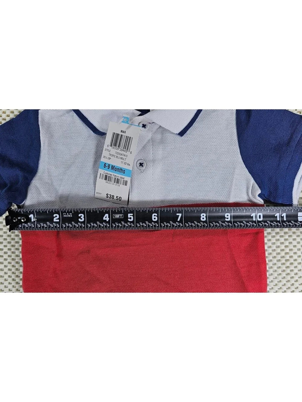 First Impressions Baby Polo Shirt, Red, White, and Blue. Size 6-9 M. #AMERICANA